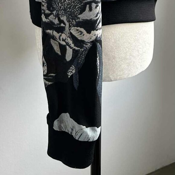 Vero Moda Black-Grey Floral Crepe Lined Bomber Jacket with Rib-Knit Trims – EU M - Picture 8 of 11